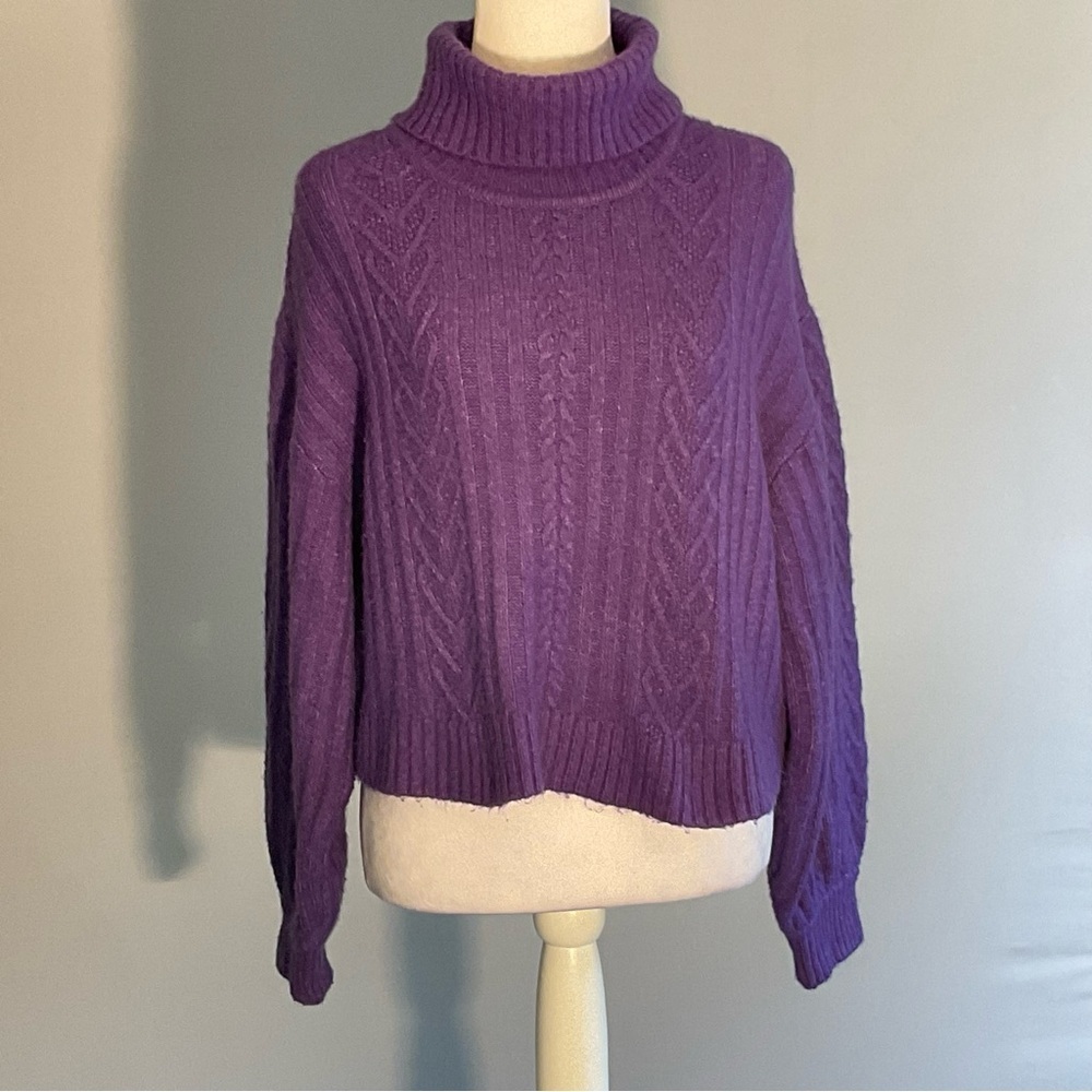 H&M Divided Purple Cable Knit Turtleneck Sweater M - Picture 11 of 16